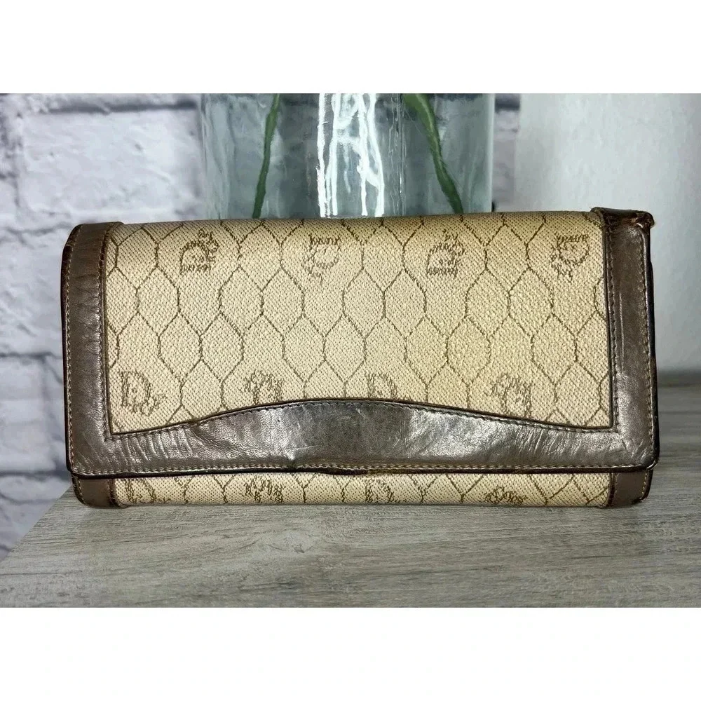 Christian Dior vintage 80s rare honeycomb print wallet.